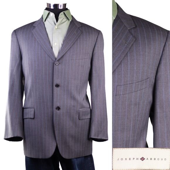Joseph Abboud Mens Wool Super 100s Gray 3-Button Blazer Sport Coat Jacket Sz 42S - Picture 1 of 12